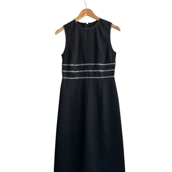 Luisa Beccaria Midi Dress Size‎ 8 Black Career Classic Cocktail Elegant Sheath - Picture 1 of 15